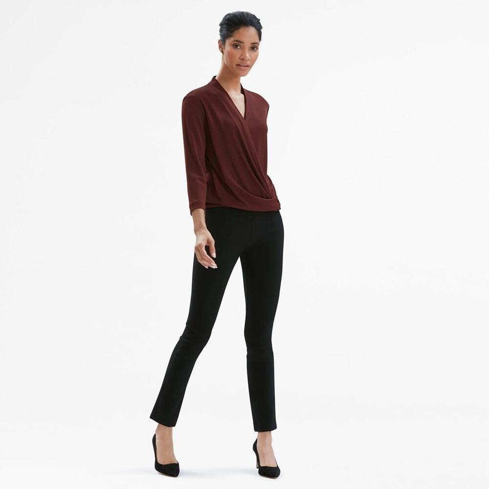 MM. Lafleur Straight Leg Pants in Black with Burgundy Top